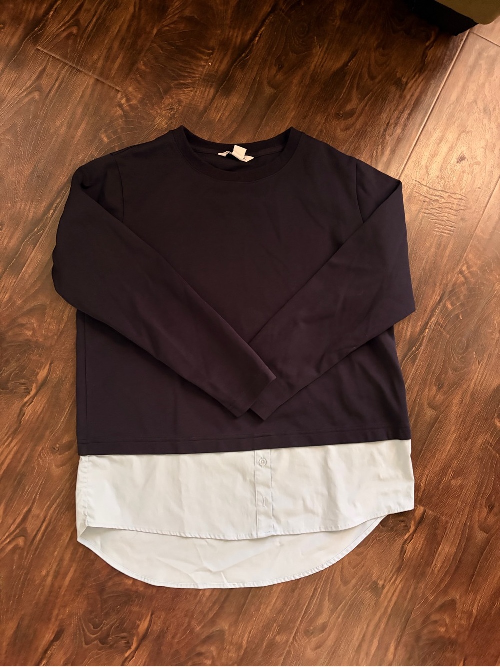 Athleta Gallery Top Tunic Layered Look Navy Blue Quarry Blue